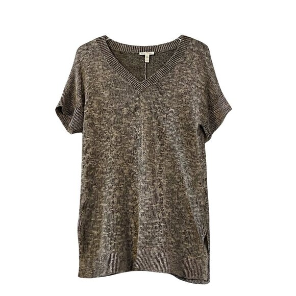 Eileen Fisher Organic Linen Organic Cotton V Neck Short Sleeve Sweater Sz. XS - Picture 1 of 4